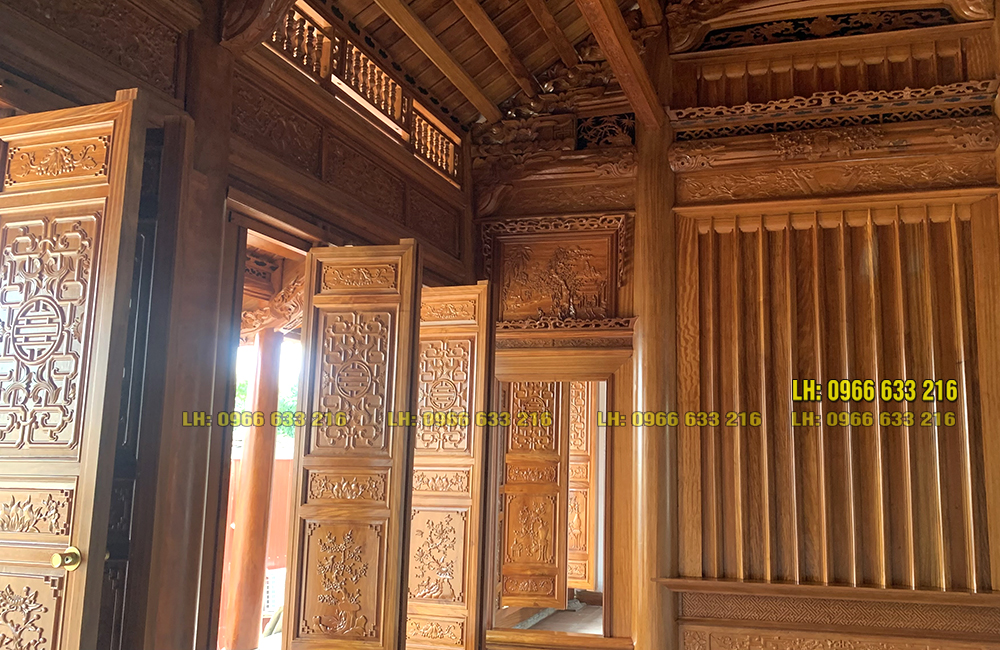 Nhà gỗ lim 5 gian hiên thông 24 cột