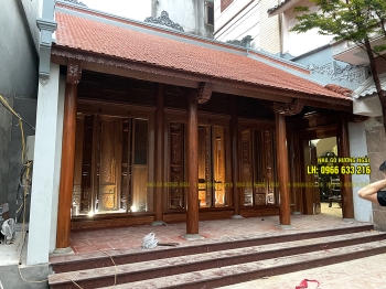 Nhà gỗ 3 gian 20 cột bằng gỗ lim Nam Phi