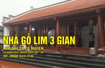 NHÀ GỖ LIM 3 GIAN ĐẸP