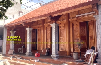 Nhà gỗ xoan 3 gian 18 cột tại Bắc Ninh